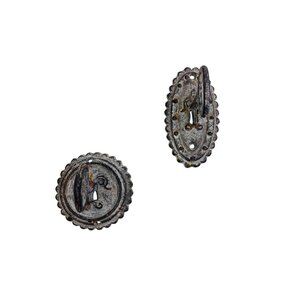 Antique Cast Iron Door Keyhole & Keys Escutcheon Plates Wall Coat Towel Hooks